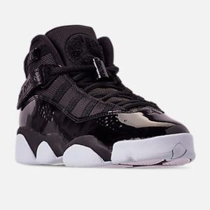 Jordan Shoes - Youth Jordan 6 Rings Leather Sneaker Black Jordan Shoes - Youth Jordan 6 Rings Leather Sneaker Black
